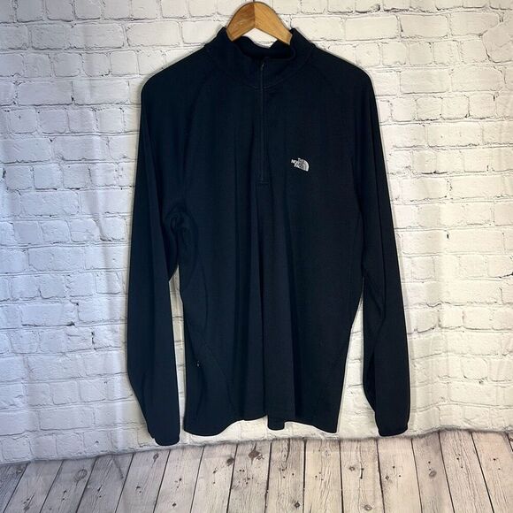 North Face Men’s Black Half Zip Track Jacket size XL Thumbholes SNAGS - Picture 1 of 9
